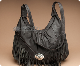 Brown Cowhide & Leather Fringed Handbag - Southwest Indian Foundation - 7634